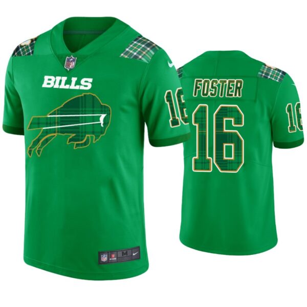 Buffalo Bills #16 Robert Foster Kelly Green St. Patricks Day Jersey Men
