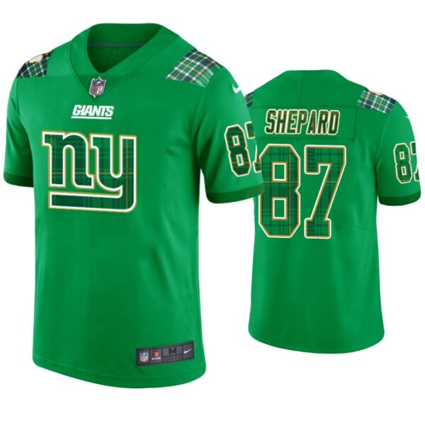New York Giants #87 Sterling Shepard Jersey St. Patricks Day Kelly Green Lucky Men