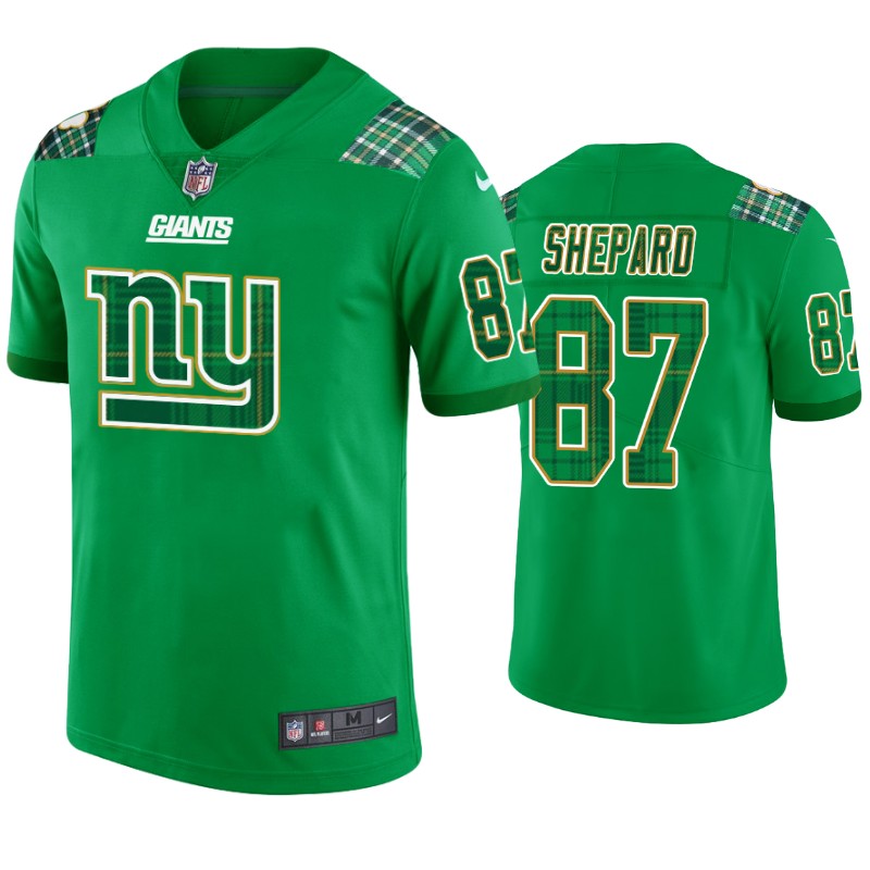 New York Giants #87 Sterling Shepard Jersey St. Patricks Day Kelly Green Lucky Men