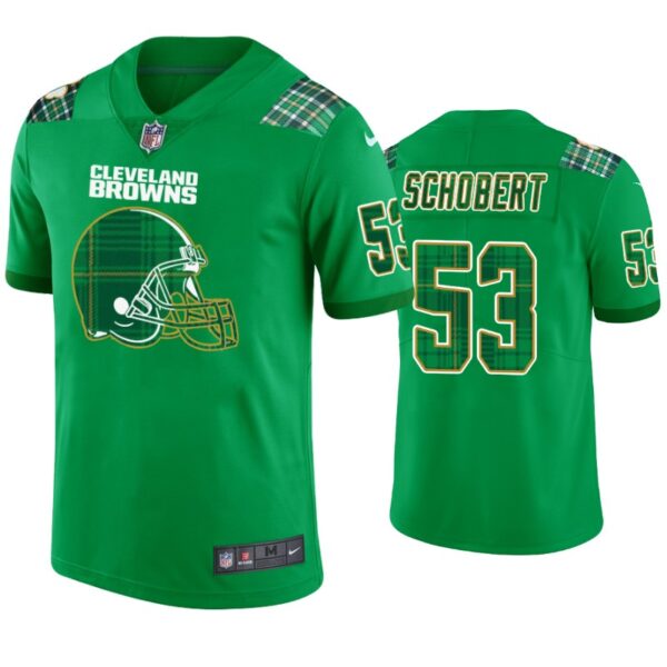 Joe Schobert Cleveland Browns #53 Jersey St. Patricks Day Kelly Green Lucky Men