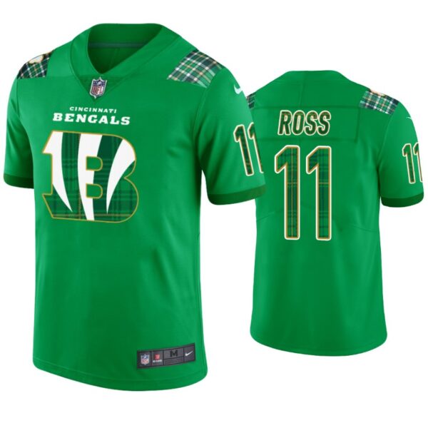 John Ross Cincinnati Bengals #11 Jersey St. Patricks Day Kelly Green Lucky Men