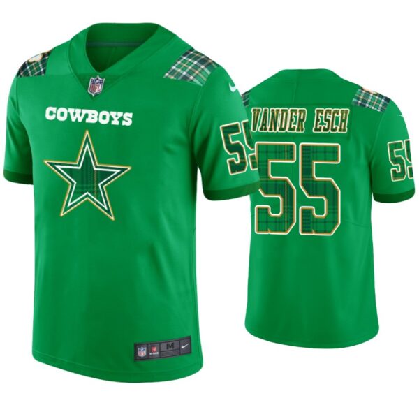 Leighton Vander Esch Dallas Cowboys #55 Jersey St. Patricks Day Kelly Green Lucky Men