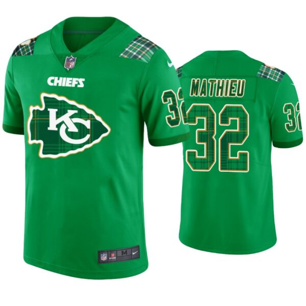 Kansas City Chiefs #32 Tyrann Mathieu Jersey St. Patricks Day Kelly Green Mens