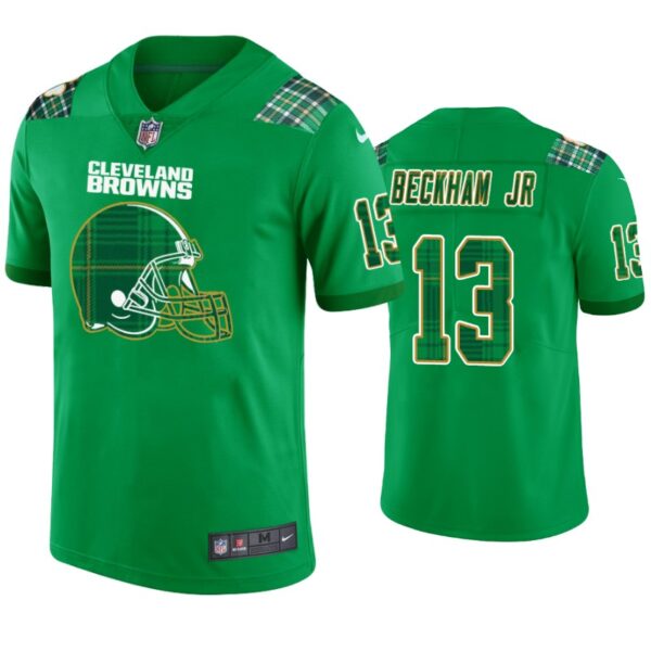 Cleveland Browns #13 Odell Beckham Jr. Jersey St. Patricks Day Kelly Green Mens