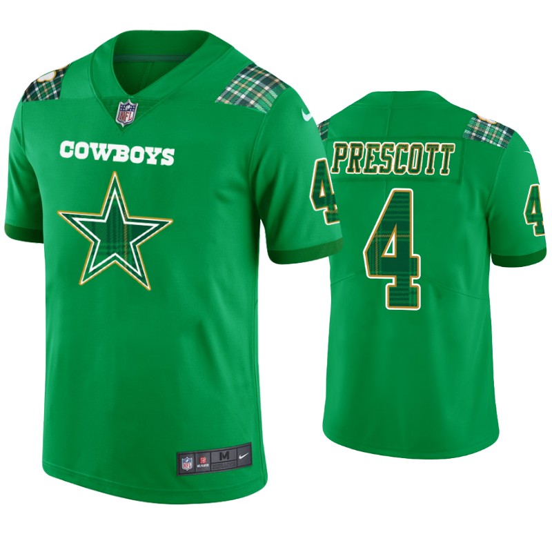 Dak Prescott Dallas Cowboys #4 Jersey St. Patricks Day Kelly Green Lucky Men