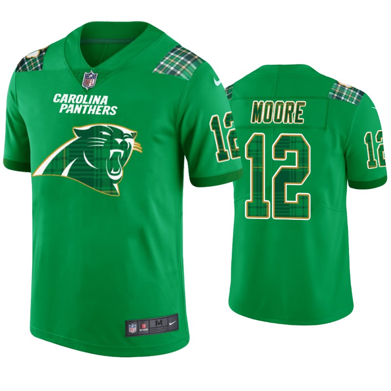 D.J. Moore Carolina Panthers #12 Jersey St. Patricks Day Kelly Green Lucky Men