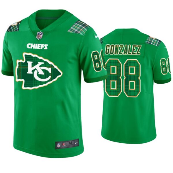 Kansas City Chiefs #88 Tony Gonzalez Jersey St. Patricks Day Kelly Green Lucky Men