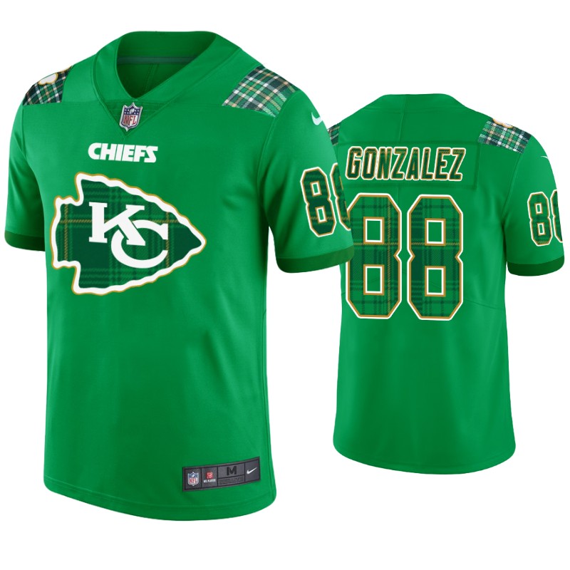 Kansas City Chiefs #88 Tony Gonzalez Jersey St. Patricks Day Kelly Green Lucky Men