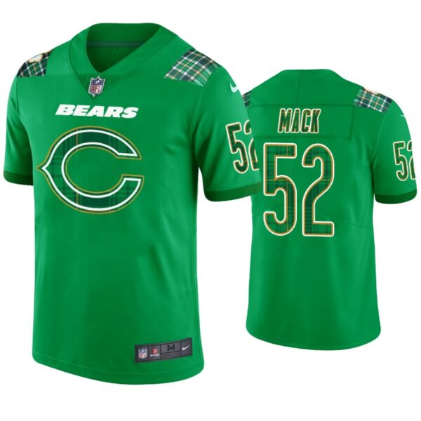 Khalil Mack Chicago Bears #52 Jersey St. Patricks Day Kelly Green Lucky Men
