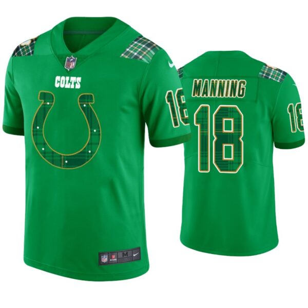 St. Patricks Day Indianapolis Colts #18 Peyton Manning Jersey Kelly Green Men