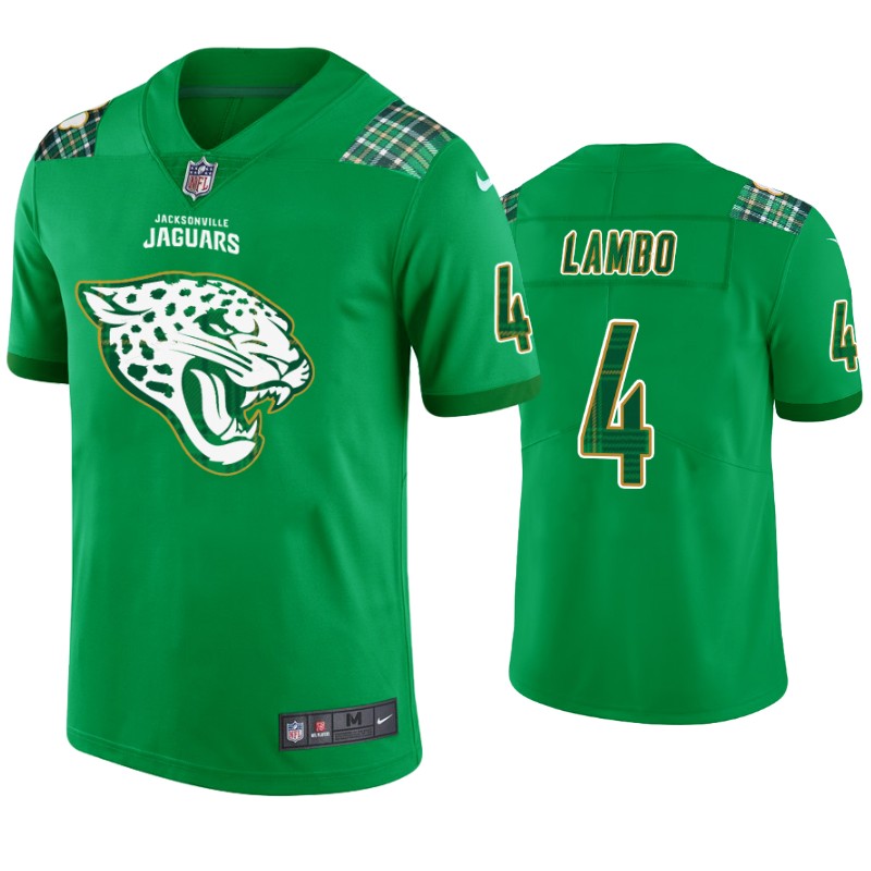 St. Patricks Day Jacksonville Jaguars #4 Josh Lambo Jersey Kelly Green Men
