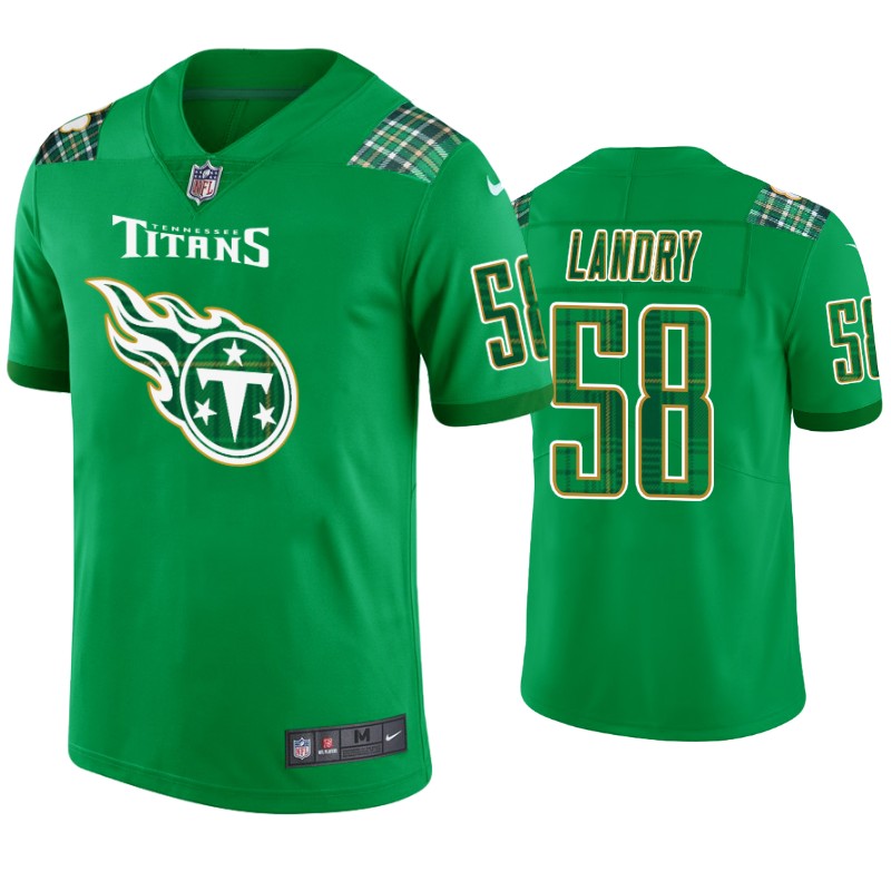 St. Patricks Day Tennessee Titans #58 Harold Landry Jersey Kelly Green Men