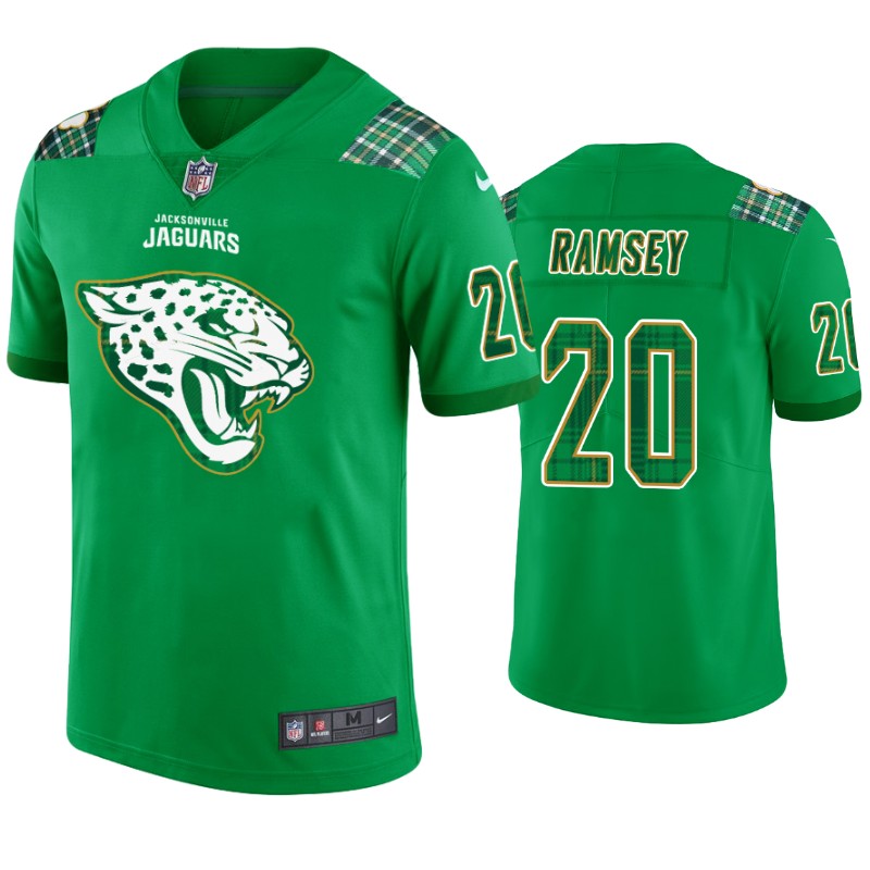 St. Patricks Day Jacksonville Jaguars #20 Jalen Ramsey Jersey Kelly Green Men