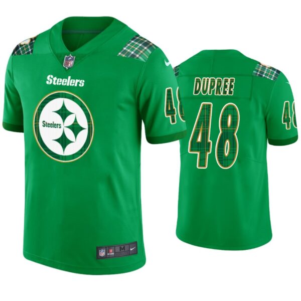 St. Patricks Day Pittsburgh Steelers #48 Bud Dupree Jersey Kelly Green Men
