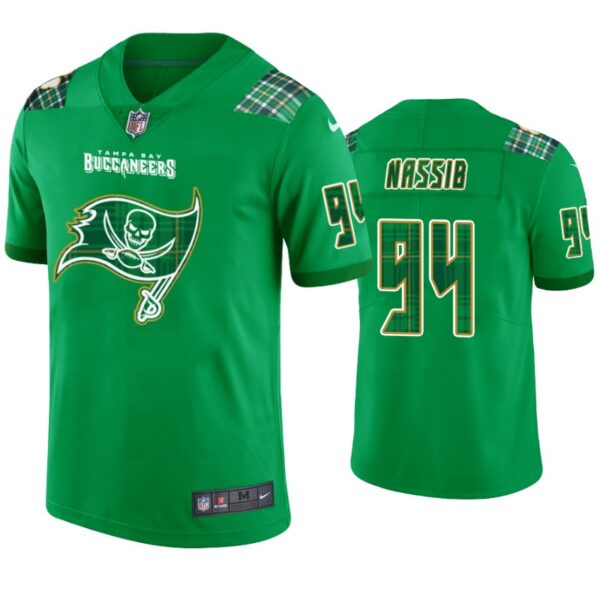 St. Patricks Day Tampa Bay Buccaneers #94 Carl Nassib Jersey Kelly Green Men