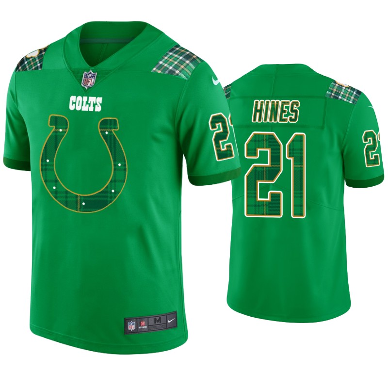 St. Patricks Day Indianapolis Colts #21 Nyheim Hines Jersey Kelly Green Men