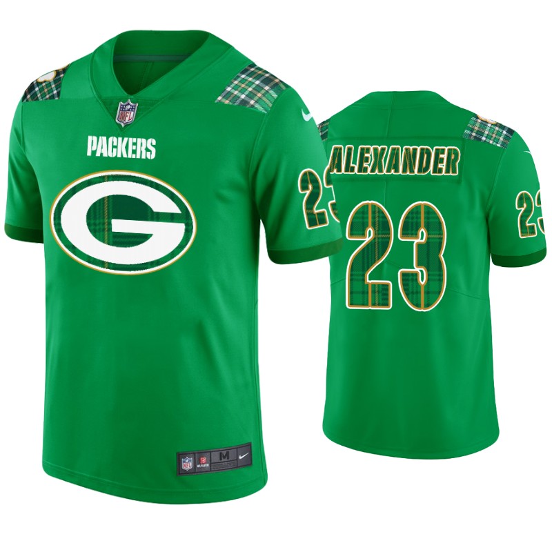 St. Patricks Day Green Bay Packers #23 Jaire Alexander Jersey Kelly Green Men