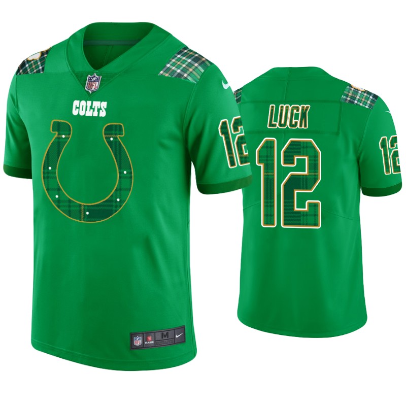 St. Patricks Day Indianapolis Colts #12 Andrew Luck Jersey Kelly Green Men