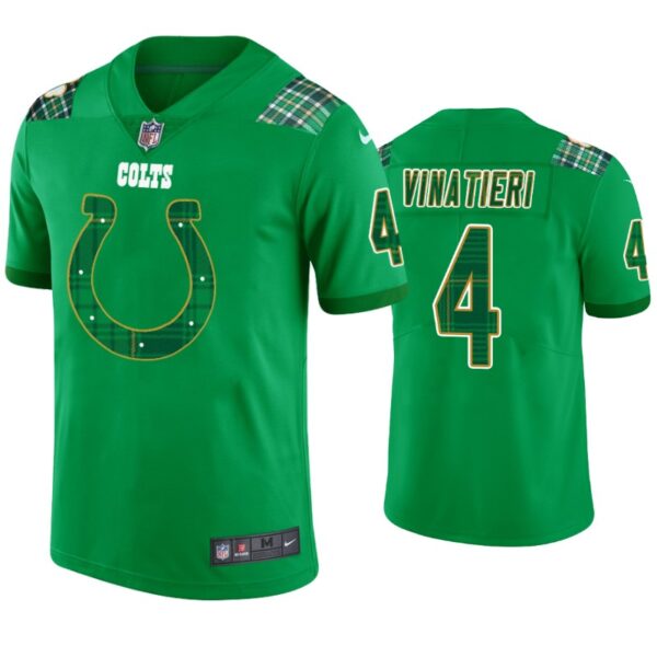 St. Patricks Day Indianapolis Colts #4 Adam Vinatieri Jersey Kelly Green Men