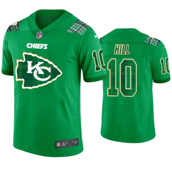 St. Patricks Day Kansas City Chiefs #10 Tyreek Hill Jersey Kelly Green Men
