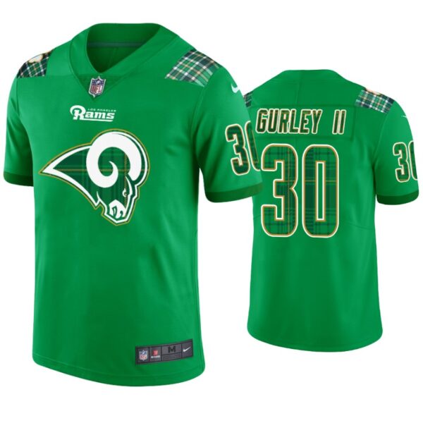 Los Angeles Rams #30 Todd Gurley Jersey St. Patricks Day Kelly Green Lucky Men