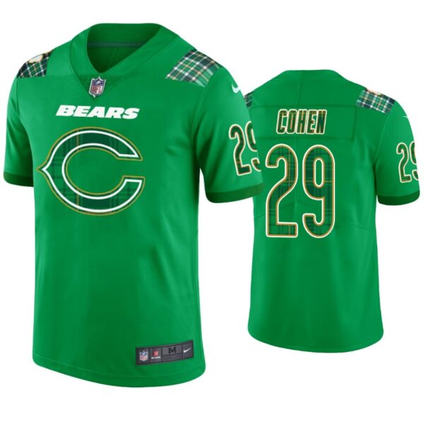 Tarik Cohen Chicago Bears #29 Jersey St. Patricks Day Kelly Green Lucky Men