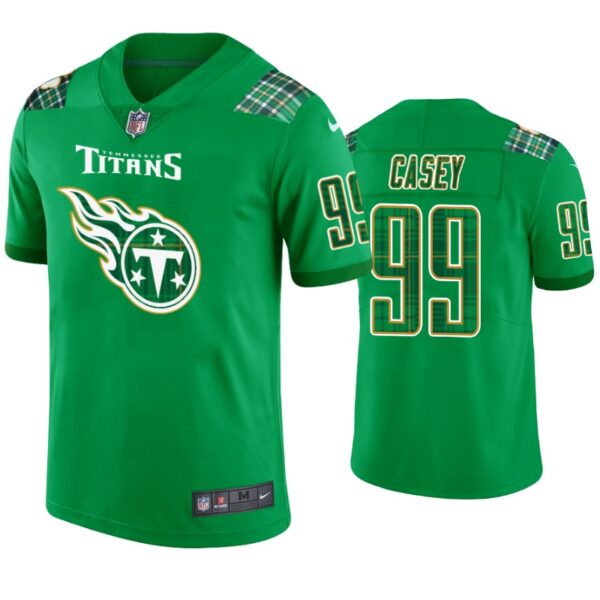 St. Patricks Day Tennessee Titans #99 Jurrell Casey Jersey Kelly Green Men