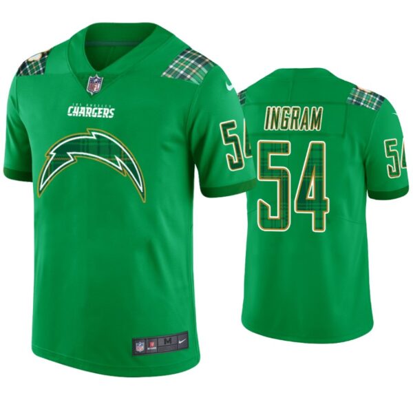 Los Angeles Chargers #54 Melvin Ingram Jersey St. Patricks Day Kelly Green Lucky Men