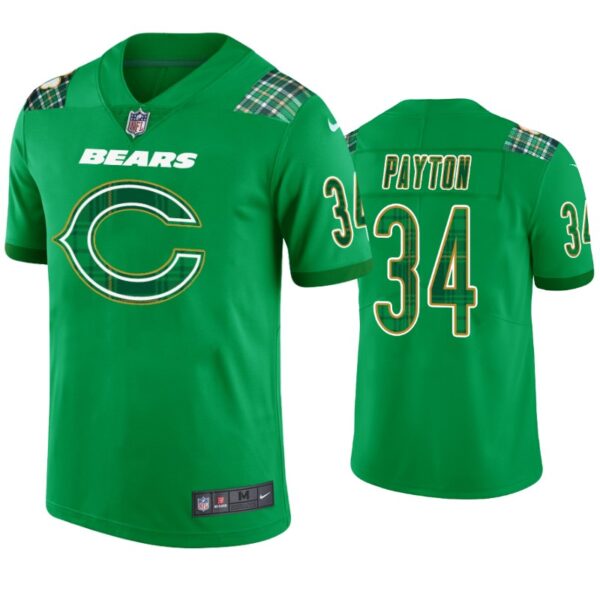 Walter Payton Chicago Bears #34 Jersey St. Patricks Day Kelly Green Lucky Men