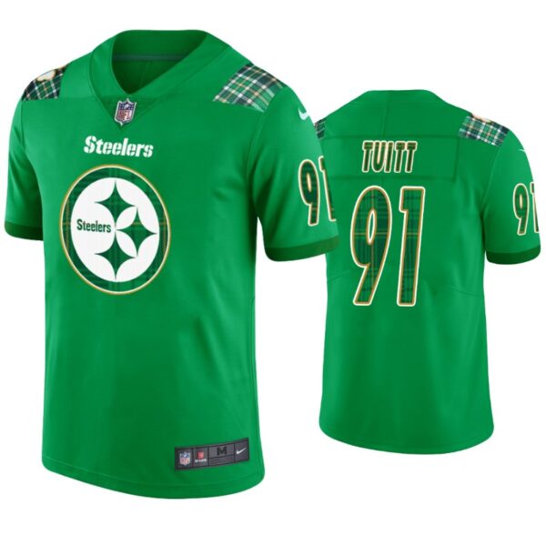Stephon Tuitt Pittsburgh Steelers #91 Jersey St. Patricks Day Kelly Green Lucky Men