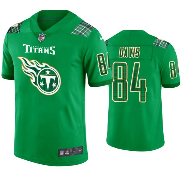 St. Patricks Day Tennessee Titans #84 Corey Davis Jersey Kelly Green Men