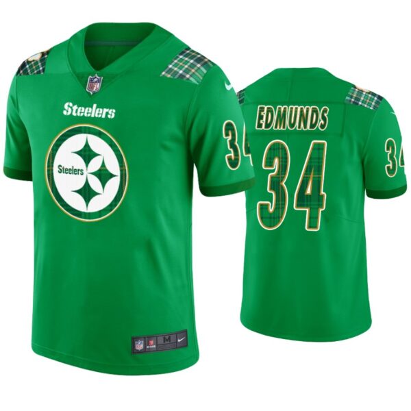 Terrell Edmunds Pittsburgh Steelers #34 Jersey St. Patricks Day Kelly Green Lucky Men