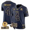 Dak Prescott #4 Dallas Cowboys Navy Gold Jersey - All Stitched