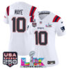 WoNew England Patriots Drake Maye "Super Bowl LX & United States 250th Anniversary Patch" Vapor Limited Jersey - All Stitched - White