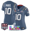 WoNew England Patriots Drake Maye "Super Bowl LX & United States 250th Anniversary Patch" Vapor Limited Jersey - All Stitched - Storm Blue