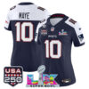 WoNew England Patriots Drake Maye "Super Bowl LX & United States 250th Anniversary Patch" Vapor Limited Jersey - All Stitched - Navy Alternate