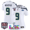 WoSeattle Seahawks Walker III "Super Bowl LX & United States 250th Anniversary Patch" Vapor Limited Jersey - All Stitched - White