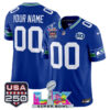 Seattle Seahawks "Super Bowl LX & United States 250th Anniversary Patch" Vapor Limited Custom Jersey - All Stitched - Royal