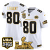 Steve Largent Seattle Seahawks "Super Bowl LX & United States 250th Anniversary Patch" Gold Vapor Limited Jersey - All Stitched - White Gold