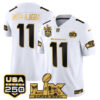 Smith-Njigba Seattle Seahawks "Super Bowl LX & United States 250th Anniversary Patch" Gold Vapor Limited Jersey - All Stitched - White Gold