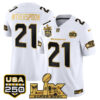 Devon Witherspoon Seattle Seahawks "Super Bowl LX & United States 250th Anniversary Patch" Gold Vapor Limited Jersey - All Stitched - White Gold
