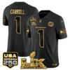 Pete Carroll Seattle Seahawks "Super Bowl LX & United States 250th Anniversary Patch" Gold Vapor Limited Jersey - All Stitched - Black Gold