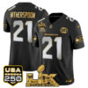 Devon Witherspoon Seattle Seahawks "Super Bowl LX & United States 250th Anniversary Patch" Gold Vapor Limited Jersey - All Stitched - Black Limited