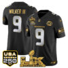 Walker III Seattle Seahawks "Super Bowl LX & United States 250th Anniversary Patch" Gold Vapor Limited Jersey - All Stitched - Black Limited
