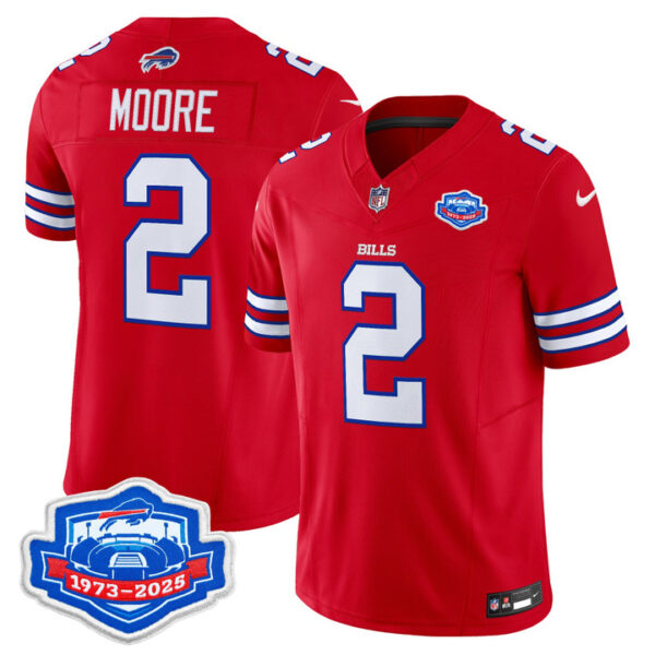 DJ Moore Buffalo Bills 1973 - 2025 Farewell Season Patch Vapor Limited Jersey - All Stitched - Red