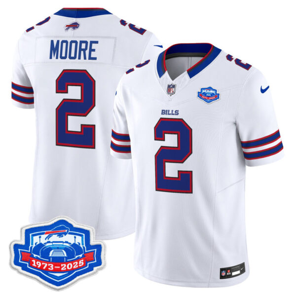 DJ Moore Buffalo Bills 1973 - 2025 Farewell Season Patch Vapor Limited Jersey - All Stitched - White