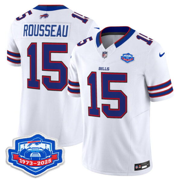 Greg Rousseau Buffalo Bills 1973 - 2025 Farewell Season Patch Vapor Limited Jersey - All Stitched - White