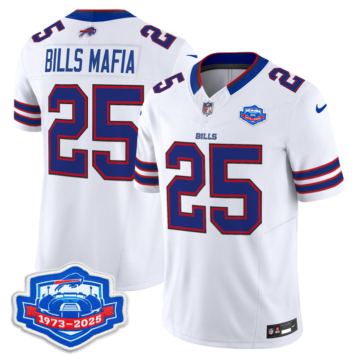 Bills Mafia Buffalo Bills 1973 - 2025 Farewell Season Patch Vapor Limited Jersey - All Stitched - White