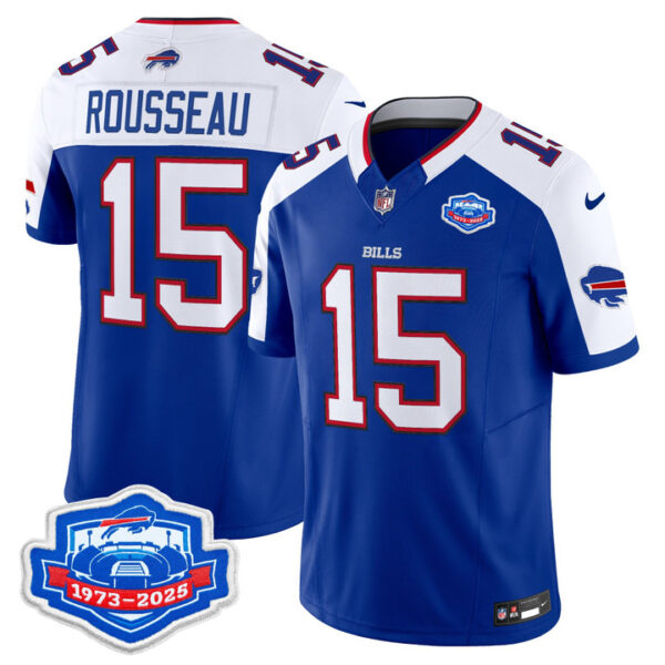 Greg Rousseau Buffalo Bills 1973 - 2025 Farewell Season Patch Vapor Limited Jersey - All Stitched - Royal Alternate