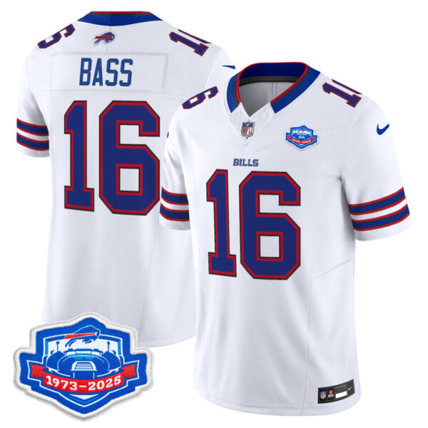 Tyler Bass Buffalo Bills 1973 - 2025 Farewell Season Patch Vapor Limited Jersey - All Stitched - White